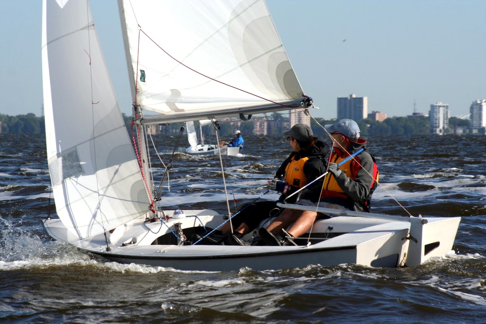 Sailing our Snipe in Jacksonville (photo by Deb Fewell)